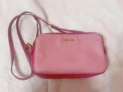 Miu Miu Leather Shoulder Bag Matelasse Pink Auth With Pouch • $142.50