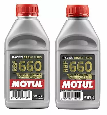 Motul 101667 RBF660 FACTORY LINE 100% Synthetic Racing Brake Fluid 500ml DOT4 X2 • $52.99