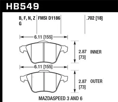 Hawk Performance Performance Ceramic Disc Brake Pad Fits 2010-2013 Mazda 3 • $158.89