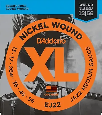 D'Addario EJ22  Nickel Wound Jazz Medium Electric Guitar Strings 13-56 • $8.94