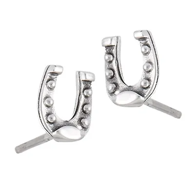 Stud Horseshoe Horse .925 Sterling Silver Cowboy Luck Stud Earrings • $9.99