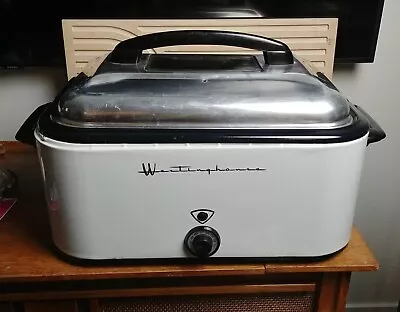 Vintage 40s 50s Westinghouse Electric Roaster Oven RO-29  White Metal Works • $79.95