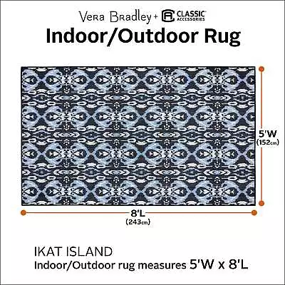 Vera Bradley By Classic Accessories Indoor/Outdoor Rug Ikat Island 5'W X 8'L • $67.99