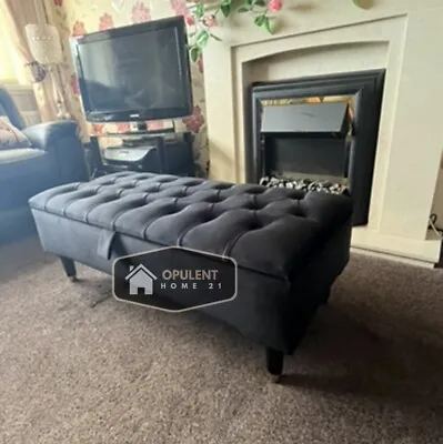 Chesterfield Plush Soft Velvet Footstool Bench Ottoman Storage Box With Gas Lift • £140