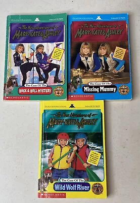 3 Mary-Kate & Ashley Books: Rock & Roll Mystery Missing Mummy Wild Wolf River • $12