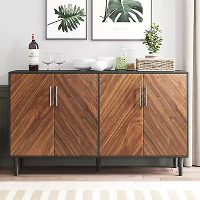 Black Sideboard Buffet Cabinet 58’’ Buffet Cabinet With Storage Black Sideboar • $238.99