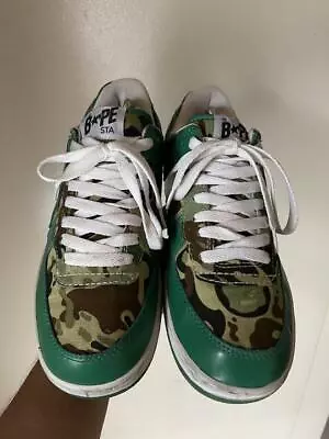 A BATHING APE Bapesta Sneaker Shoes Green Camo US7.5 Used From Japan F/S • $3353.27