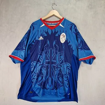 Team GB Adidas Football Shirt Mens 2XL Blue Olympic 2012 Kit Climacool Short Sle • £18.99