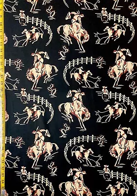 Ropin' N Ridin' Red & Black Alexander Henry Fabric Western Cowboy Horse Desert • £7.70