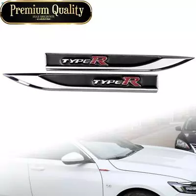 Chrome Black Metal Type R TypeR Side Fender Badge Emblem Sticker For Civic FIT • $12.70