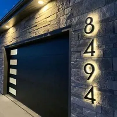 Metal 3D LED House Number Light Outdoor Stainless Steel Lighted Letter Sign Logo • £22.87