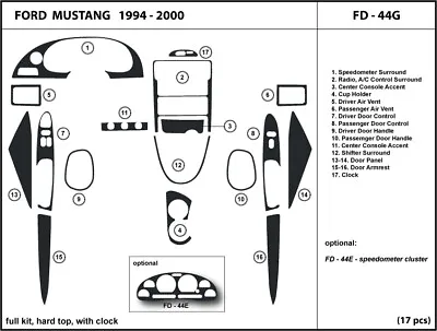 Interior Carbon Fiber Dash Trim Kit For Ford Mustang 1994-2000 Coupe FD-44G • $195