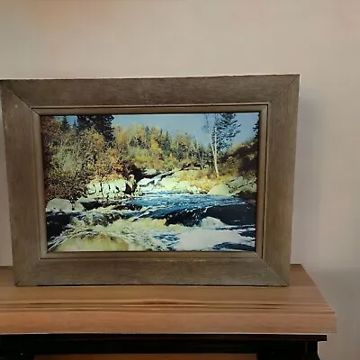 Vintage Helmscene Lighted 30 X22 X4  Scenic Wall Picture Portrait Woods Stream • $150