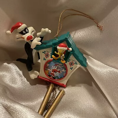 $18 • Buy Looney Tunes Vintage  Ornament Sylvester And Tweety Bird Clock Windchime 1998