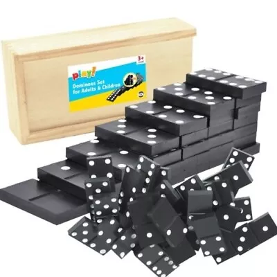 £5.75 • Buy 28 Dominoes Game Set Wooden Box Dominos Kids Childrens Travel Board Pub Plastic 