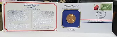 The Presidential Medals Cover Collection Theodore Roosevelt 26th President Stamp • $6.43