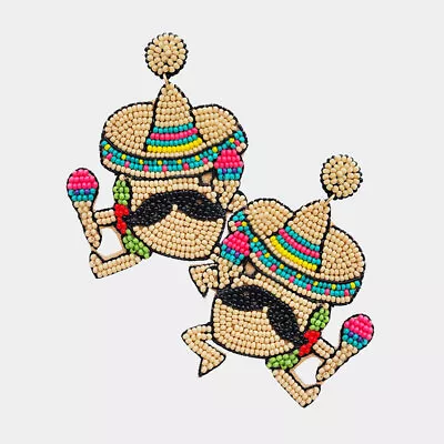 Seed Beaded Earrings Cinco De Mayo Taco Cowboy Hat Party Fiesta Mustache 0985 • $14.99