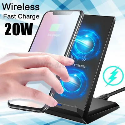 20W Dual Coil Qi Wireless Fast Charger Pad Stand Dock For IPhone Android ！ • $11.99