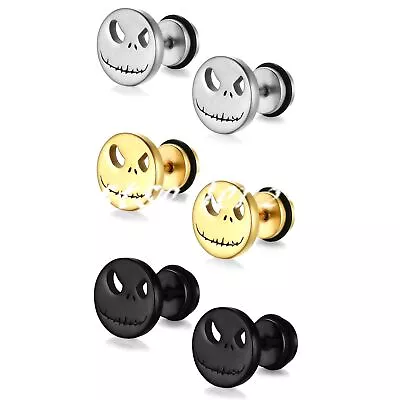 2-6pcs Men Women Gothic Punk Skull Stainless Steel  Ear Stud Earrings Piercings • $12.99