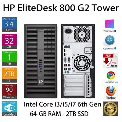 £410 • Buy HP EliteDesk 800 G2 Tower PC Windows 11 Intel Core I7 64GB RAM 2TB SSD Gaming