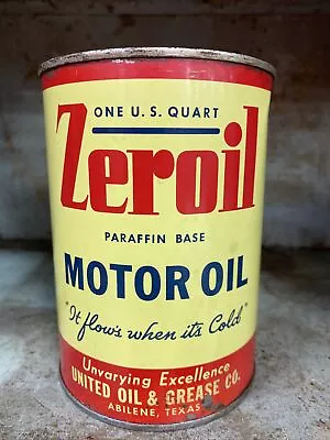 Zeroil 1 Qt Empty Metal Motor Oil Can Abilene TX • £243.28