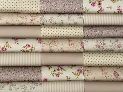 Fabric Patchwork Squares 30 X 5  12.5cm Cotton Quilting Craft Cream Beige Tan 9N • £6.20