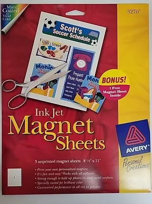 Avery Magnet Sheets Ink Jet 8 1/2  X 11   Unprinted Magnet Sheets 3270 • $12.99