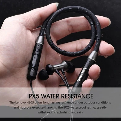 $19.49 • Buy Lenovo HE05 Bluetooth 5.0 Wireless Neckband Earphones IPX5 Sport Headphone Black