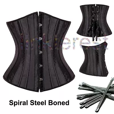 Women Retro Gothic Boned Waist Training Corset Overbust Lace Up Bustier Shaper • $25.79