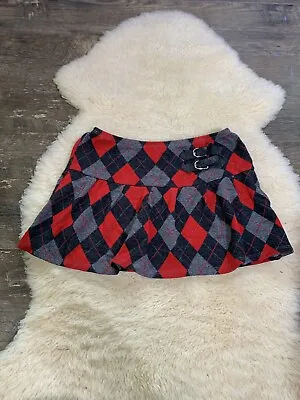 Vintage 1990’s Micro Mini Argyle Skirt Women’s 24in Multicolor Clown Core • $38.50