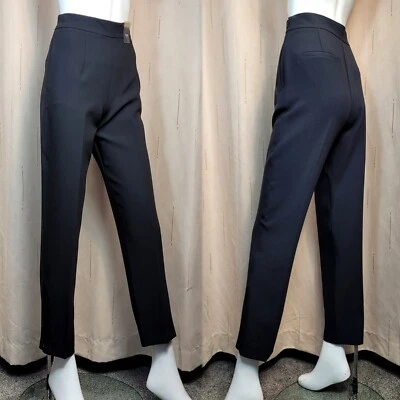 £15.99 • Buy M&S Zip Detail STRAIGHT Leg TROUSERS ~ Size 10 Regular ~ BLACK (rrp £35)