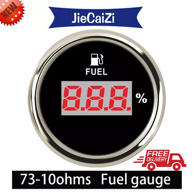 Black 52mm Digital Fuel Level Meter Gauge 73-10 Ohms 9-32V For Auto Truck Marine • $21.37