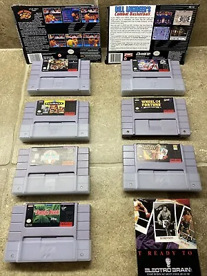 LOT OF 7 Super Nintendo SNES Games Jungle Book Boxing Pinball MINT! • $49.99