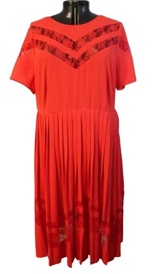 $34.95 • Buy ASOS Size 22 Plus Tomato Red Fit & Flare Lace Accordion Pleats Party Dress