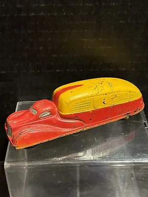 Vintage 1930's Sun Rubber Streamlined Trailer Truck Camper 5” Yellow Red #1020 • $39.44