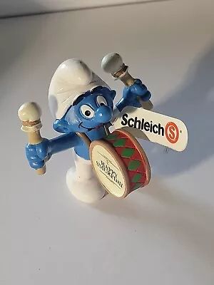 Smurfs 20707 Drummer Smurf 50th Anniversary Vintage Figure 2  Tag Drum Figurine • $8.99