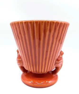 Mid Century Haeger Orange Ribbed Flower Vase • $18.50