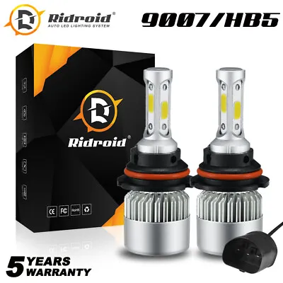 Pair 9007 HB5 Dual LED Headlight High Low Beam Bulbs Kit 6000K 1200W 180000LM • $13.99