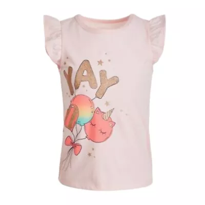 Epic Threads Little Girls Yay Balloons T-Shirt Seashell Glitter Pink Size 5T • $5.99