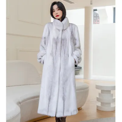 Women Faux Mink Fur Long Parka Thick Winter Ladies Coat Stand Collar Jacket Plus • $60.70