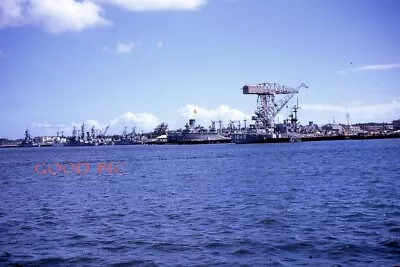 #L12- Vintage 35mm Slide Photo- Shoreline- Navy Yard? Ship- Military- 1973 • $6.50