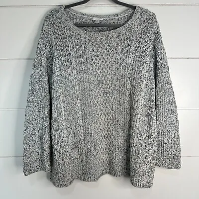 J. Jill Womens Gray Sweater Round Neck Long Sleeve Pullover Knitted Size 2X • $27.97