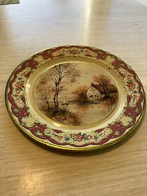 Vintage Daher Decorated Ware Tin Plate Cottage Lake House 8  Made In Holland • $9.99