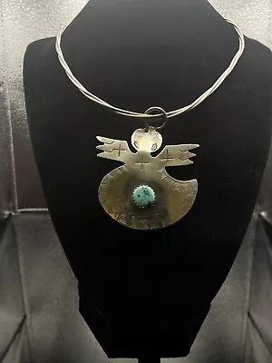 OLD PAWN Vintage NAVAJO Sterling Turquoise ANGEL STATEMENT Necklace Panteah 27G • $14.50