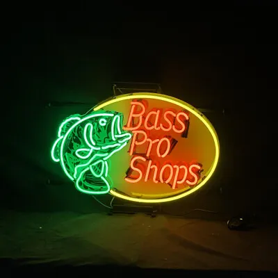 Fish Bass Pro Shops Vintage Style Neon Sign Bar Custom Shop Wall Lamp 19 X15  • $142.99