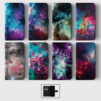 Case For Iphone 15 14 13 12 11 Se Wallet Flip Phone Cover Space Stars Nebula • £8.99