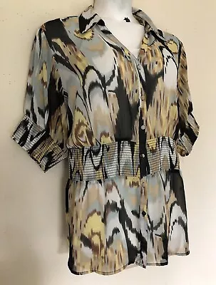 Avenue Chiffon Tunic Blouse Size 26/28 (26W) Sheer Elastic Waist Cap Sleeve • £5.17