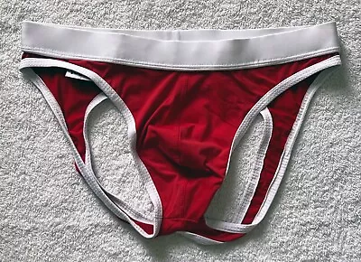 NWOT–TULIO® Unique Men’s Size Small Red Jock Brief Swimsuit • $29.99