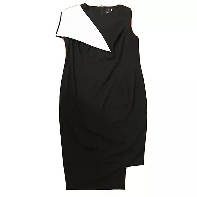 $49 • Buy Asos Curve Sz 20 Dress Black Salmon Assymetrical Sleeveless Stretch Dress Midi