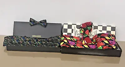 Vintage Lot Of 2 Silk Bowtie & Cummerbund Sets Marks & Barry NY Nicole Miller • $54